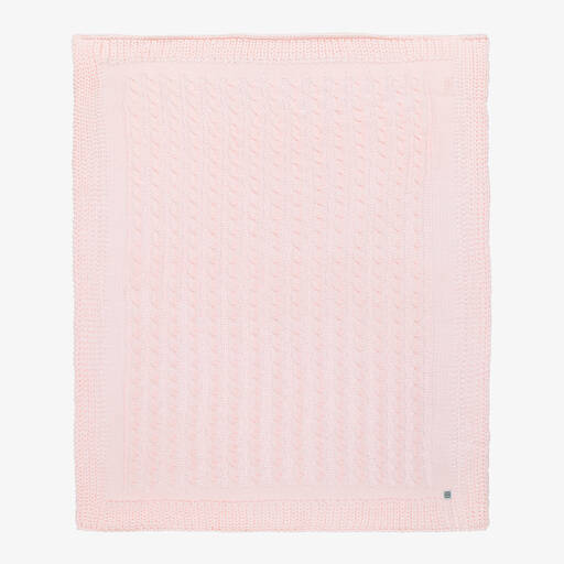 Minutus-Baby Girls Pink Knitted Blanket (98cm) | Childrensalon