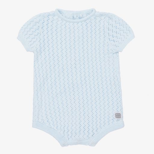 Minutus-Blue Cotton Knit Baby Shortie | Childrensalon