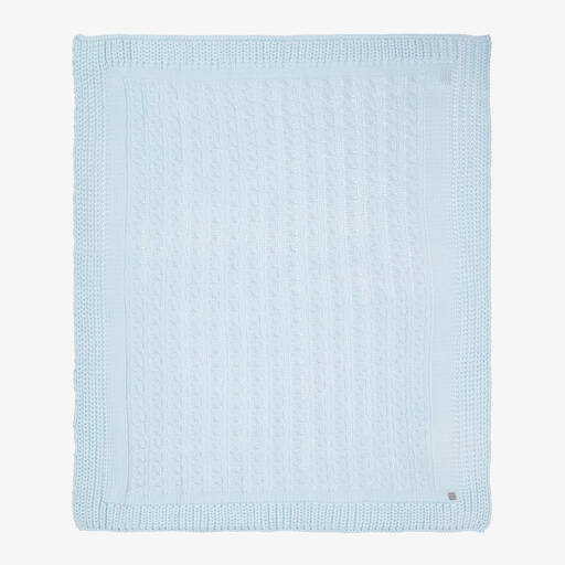 Minutus-Blue Knitted Baby Blanket (98cm) | Childrensalon