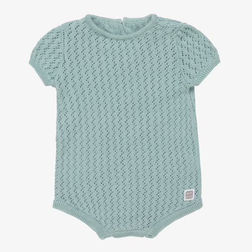 Minutus-Green Cotton Knit Baby Shortie | Childrensalon