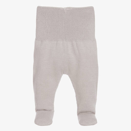 Minutus-Grey Cotton Knit Baby Trousers | Childrensalon