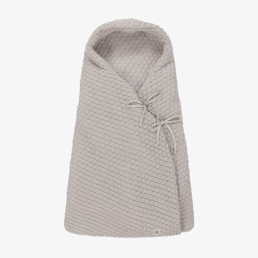 Minutus-Grey Knit Cotton Baby Nest (75cm) | Childrensalon