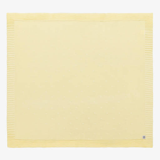 Minutus-Yellow Knitted Cotton Blanket (94cm) | Childrensalon