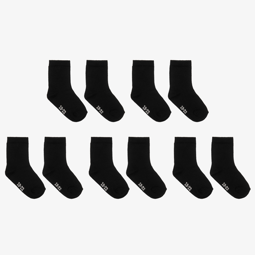 Minymo-Black Cotton Socks (5 Pack) | Childrensalon