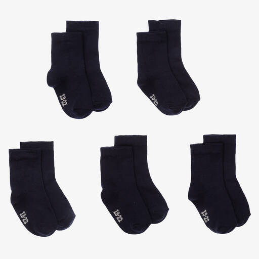 Minymo-Blue Cotton Socks (5 Pack) | Childrensalon