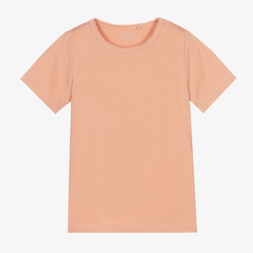 Minymo-Girls Pink Bamboo T-Shirt | Childrensalon