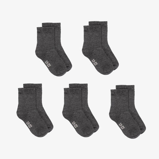 Minymo-Grey Cotton Socks (5 Pack) | Childrensalon