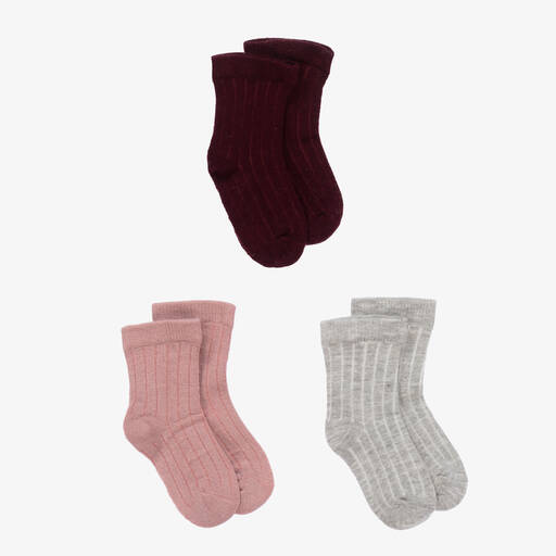 Minymo-Розовые и серые носки (3пары) | Childrensalon