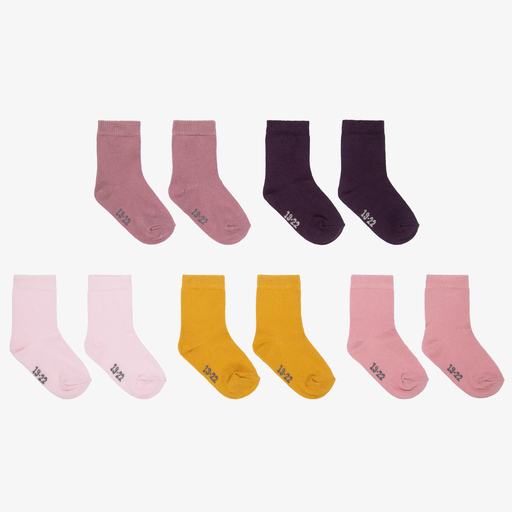 Minymo-Pink & Yellow Socks (5 Pack) | Childrensalon