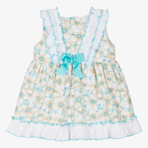 Miranda-Baby Girls Blue Floral Cotton Dress | Childrensalon