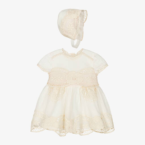 Miranda-Baby Girls Ivory Tulle & Lace Dress Set | Childrensalon