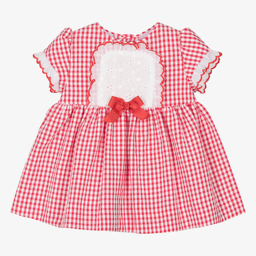 Miranda-Baby Girls Red Gingham Cotton Dress | Childrensalon