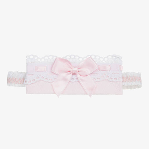 Miranda-Girl Pink & White Bow Headband | Childrensalon