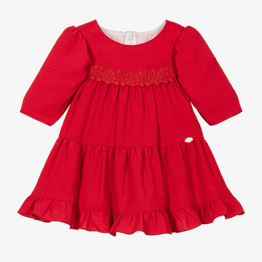 Miranda-فستان بطبقات لون أحمر | Childrensalon