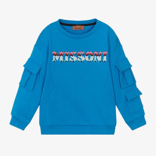 Missoni-Boys Blue Organic Cotton Sweatshirt | Childrensalon