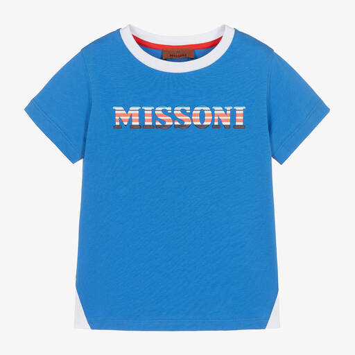 Missoni-Boys Blue Organic Cotton T-Shirt | Childrensalon