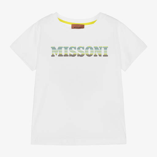 Missoni-Boys White Cotton T-Shirt | Childrensalon