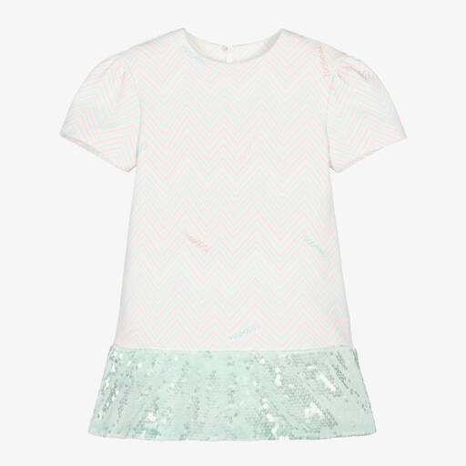 Missoni-Girls Blue & Pink Zigzag Sequin Dress | Childrensalon