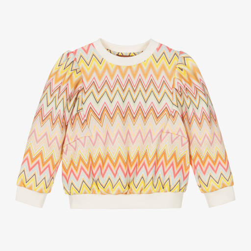 Missoni-Girls Cotton Zigzag Sweatshirt | Childrensalon