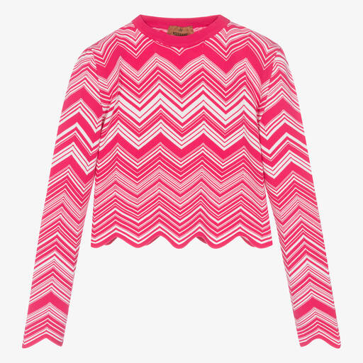 Missoni-Girls Pink Knitted Zigzag Sweater | Childrensalon