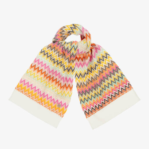 Missoni-Girls Pink Wool Knit Zigzag Scarf | Childrensalon