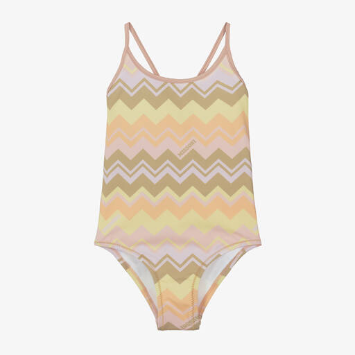 Missoni-Girls Yellow & Pink Zigzag Swimsuit | Childrensalon