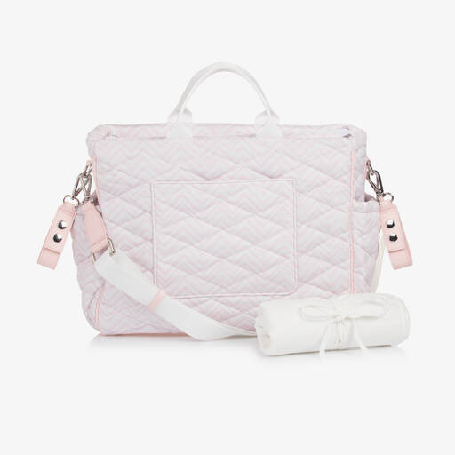 Missoni-Pink & White Quilted Zigzag Changing Bag (41cm) | Childrensalon