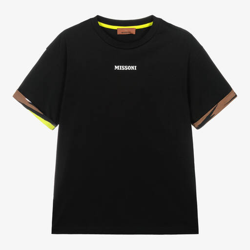 Missoni-Teen Boys Black Cotton Zigzag T-Shirt | Childrensalon