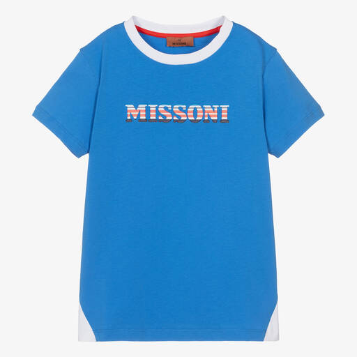 Missoni-Teen Boys Blue Organic Cotton T-Shirt | Childrensalon