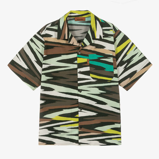 Missoni-Teen Boys Brown & Green Zigzag Cotton Shirt | Childrensalon