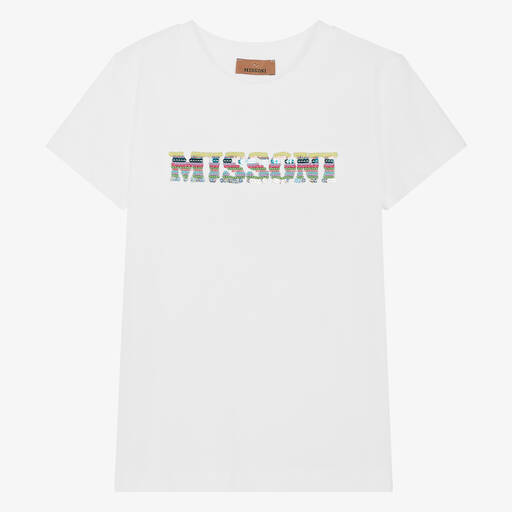 Missoni-Teen Girls White Cotton Sequinned T-Shirt | Childrensalon