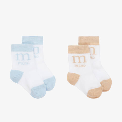 Mitch & Son-Baby Boys White Cotton Socks (2 Pack) | Childrensalon