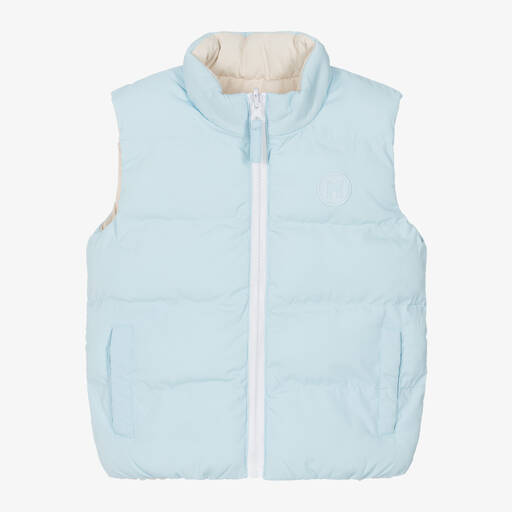 Mitch & Son-Boys Blue & Beige Reversible Gilet  | Childrensalon