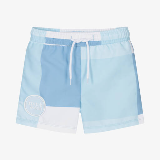 Mitch & Son-Boys Blue Colourblock Swim Shorts | Childrensalon