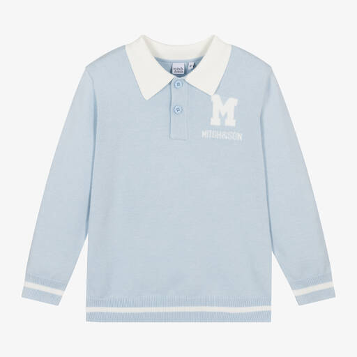 Mitch & Son-Boys Blue Knitted Sweater | Childrensalon