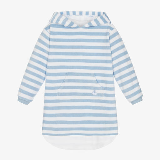 Mitty James-Blue Stripe Cotton Towelling Robe | Childrensalon