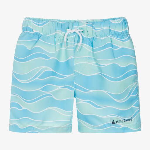 Mitty James-Boys Blue Wave Swim Shorts | Childrensalon