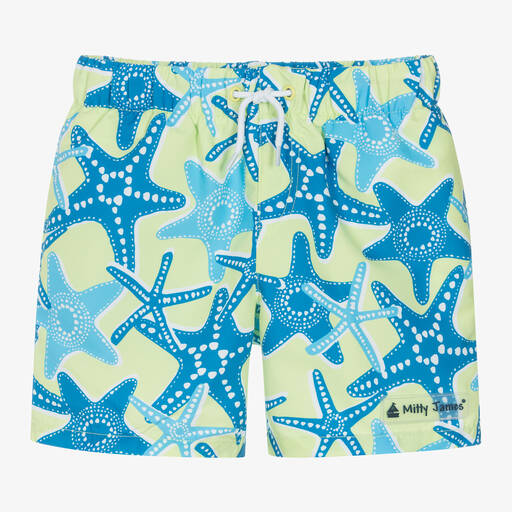 Mitty James-Boys Green Starfish Swim Shorts | Childrensalon