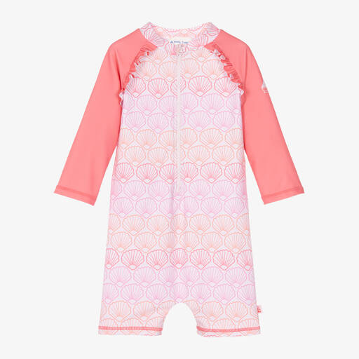 Mitty James-Girls Pink Shell Sun Suit (UPF 50+) | Childrensalon