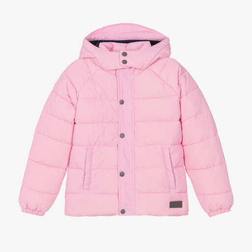 Mitty James-Girls Pink Showerproof Puffer Coat | Childrensalon