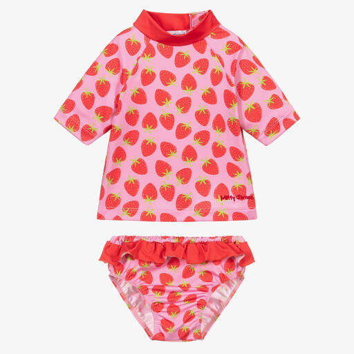 Mitty James-Розовый танкини в клубничку для девочек (UPF50+) | Childrensalon