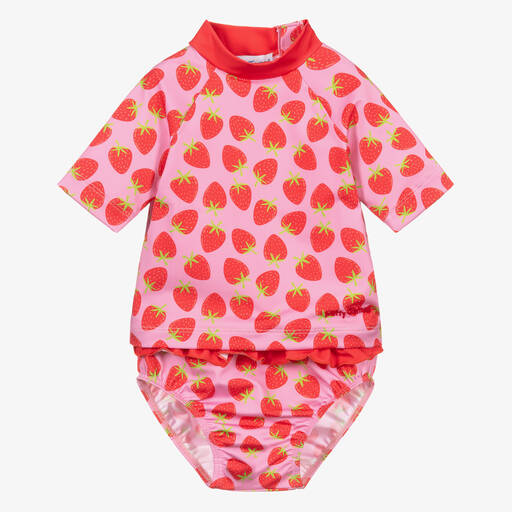 Mitty James-Girls Pink Strawberry Tankini (UPF 50+) | Childrensalon