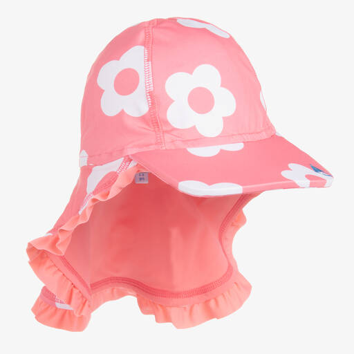 Mitty James-Розовая солнцезащитная кепка с белыми цветами | Childrensalon