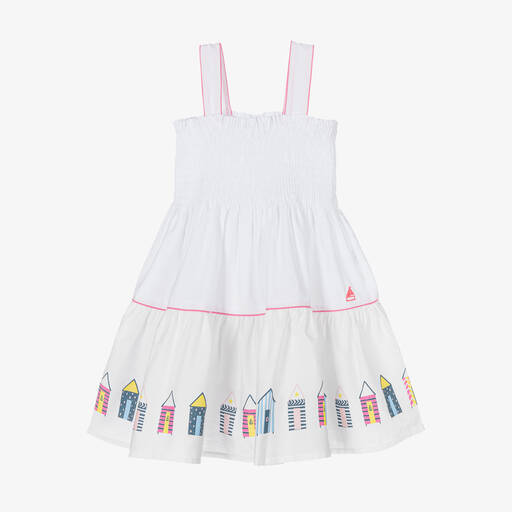 Mitty James-Girls White Cotton Beach Hut Dress | Childrensalon