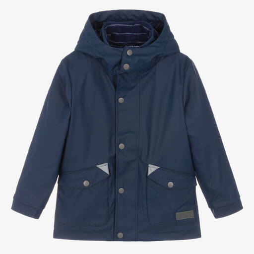 Mitty James-Navy Blue Hooded Waterproof Raincoat | Childrensalon