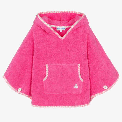 Mitty James-Pink Cotton Towelling Poncho | Childrensalon