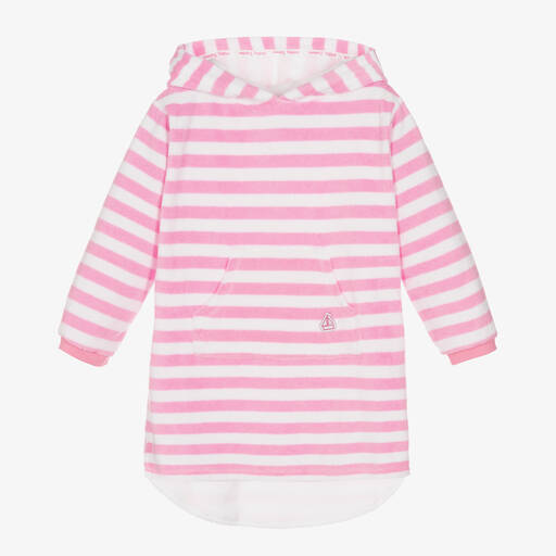 Mitty James-Pink & White Stripe Cotton Towelling Robe | Childrensalon