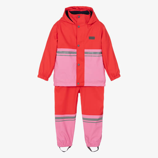 Mitty James-Red & Pink Waterproof Raincoat & Salopettes | Childrensalon