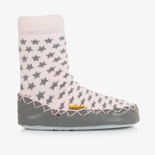 Moccis-Pink & Grey Slipper Socks | Childrensalon