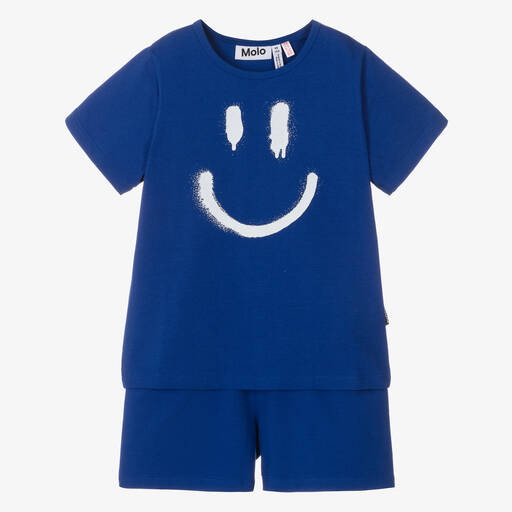 Molo-Pyjama short bleu en coton bio  | Childrensalon